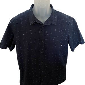 Quiksilver Navy Blue Button Down Collared Shirt Men M Medium Regular Fit